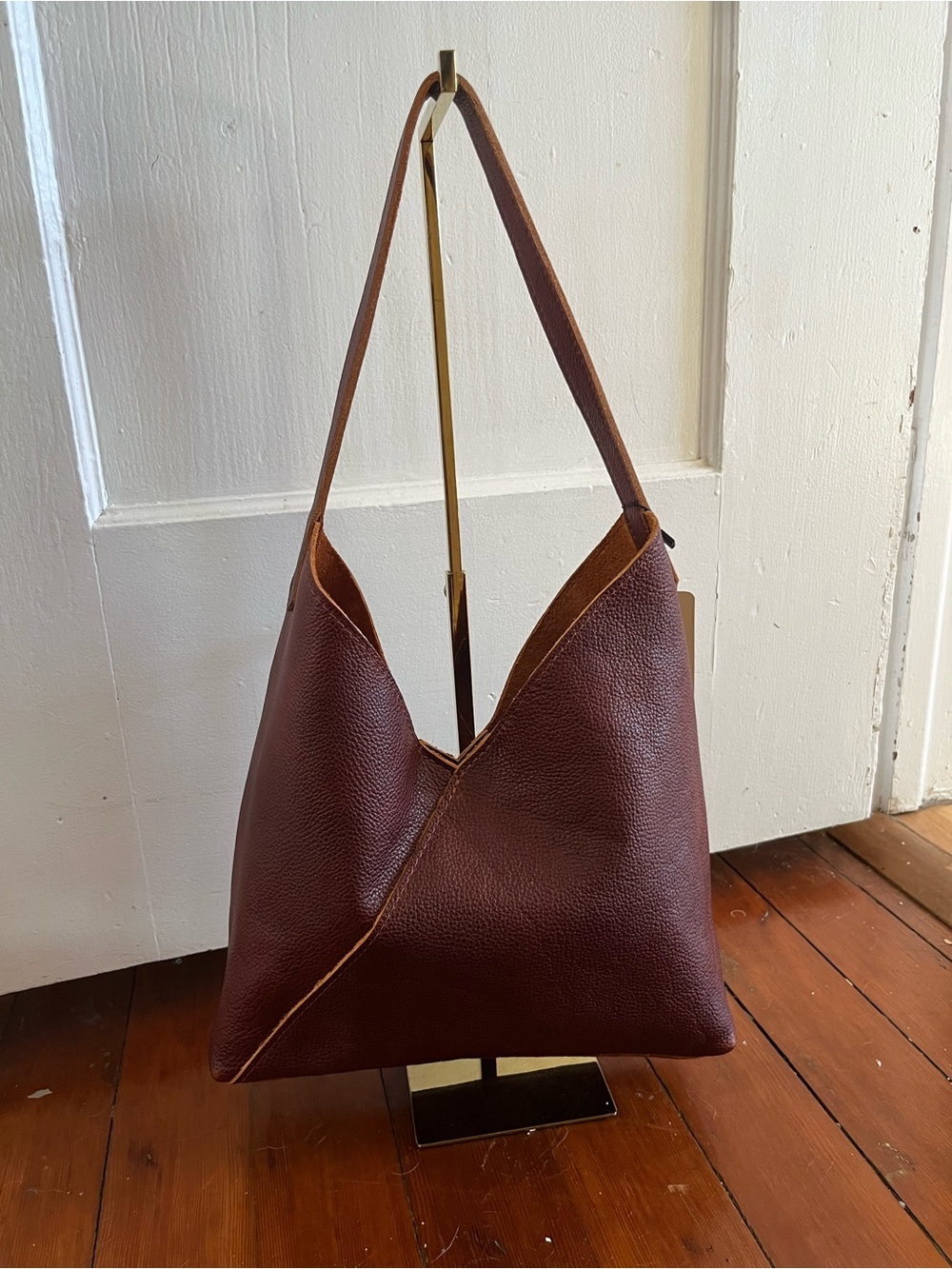 Portland Leather Goods Large Naomi Shoulder Bag in Nutmeg Pebbled Leather NWT - Picture 6 of 14